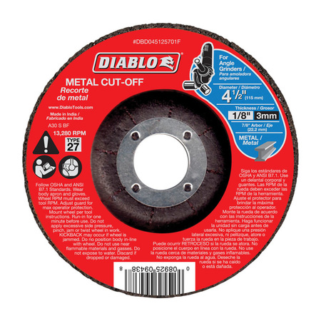 Diablo METAL CUTOFF DISC 4-1/2"" DBD045125701F